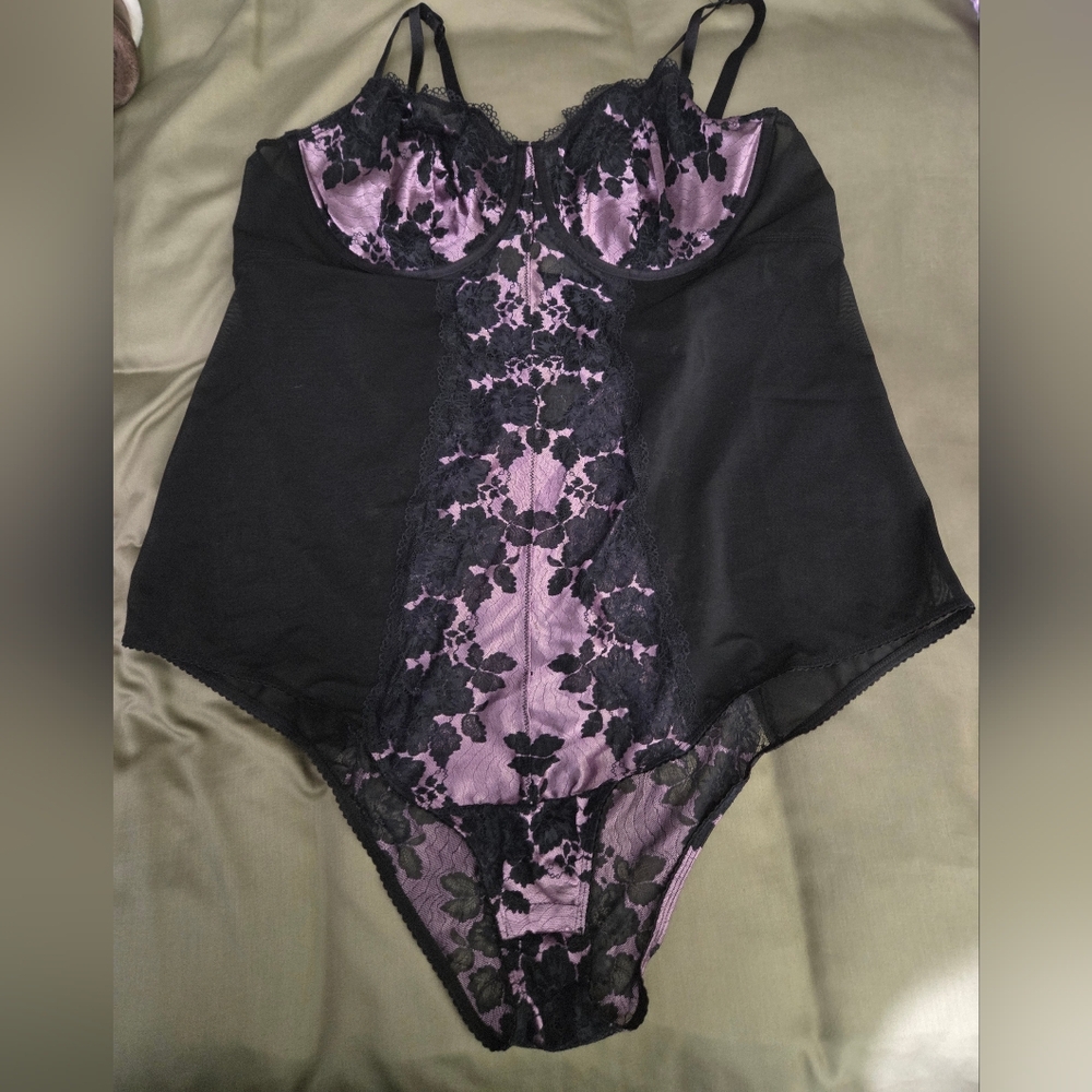 Black and Purple Lace Bodysuit